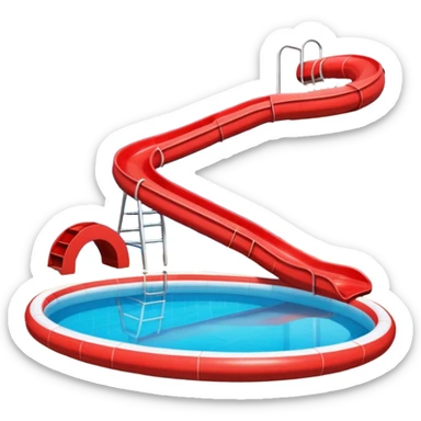 Indoor pool with red water slide sticker