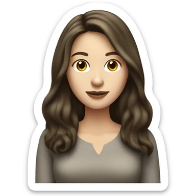 brunette caucasian woman with long hair drawing on a ipad sticker