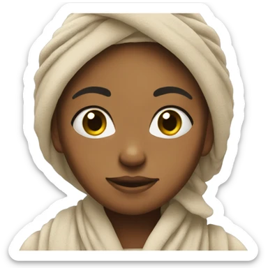 Girl with hair wrapped in towel sticker