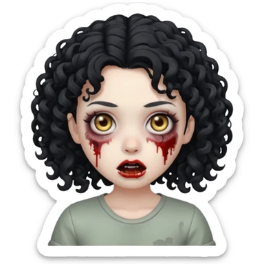 Eu quero fazer um memoji de zombie com cabelo cacheado feminino  sticker