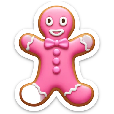 pink gingerbread man with frosting  sticker