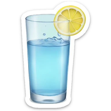 A glass of water with lemon sticker