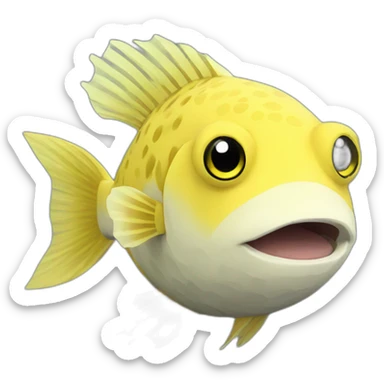 yellow fugu fish from minecraft sticker