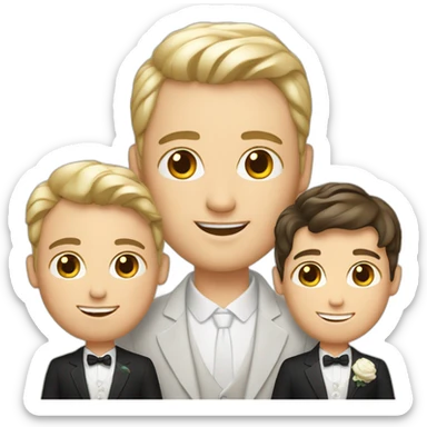 wedding family white-skinned men with one son sticker