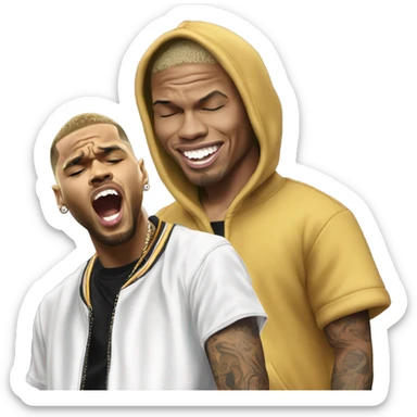 Hyper Realistic Chris Brown singing to Karruche  sticker