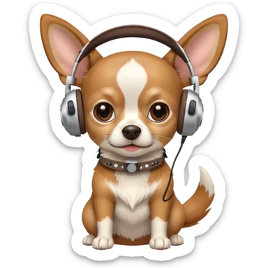 Perro chichuahua con auriculares  sticker