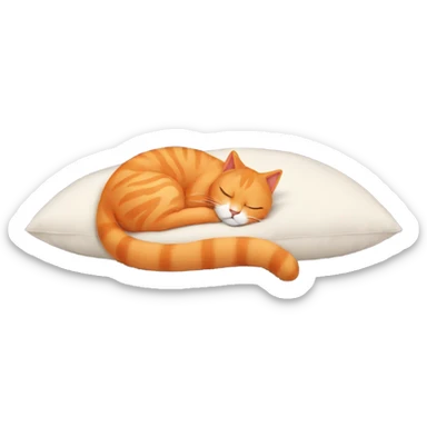 Orange cat dreaming peacefully on a pillow sticker