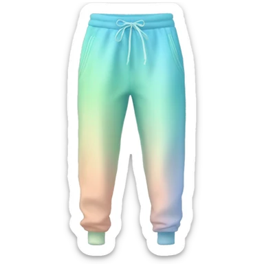 Realistic pair of pastel blue pastel green and peach ombre jogger pants isolated.  sticker