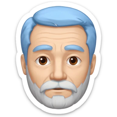 An elderly man with light-blue hair and beard, thick eyebrows, brown eyes, and a calm expression.b sticker