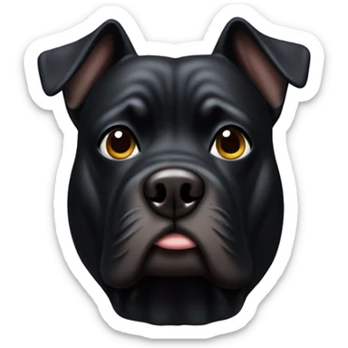 A fat black dog with a poop on his head  sticker
