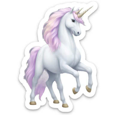 Fullbody White unicorn with pastel color mane  sticker
