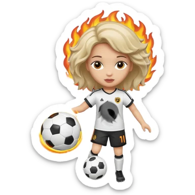 Boneca segurando uma Bola de futebol que está queimando sticker