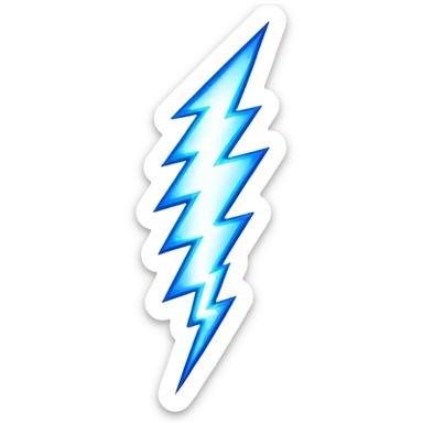 etA bright, jagged lightning bolt striking down, with a glowing, electric blue or yellow glow, symbolizing power and intensity sticker