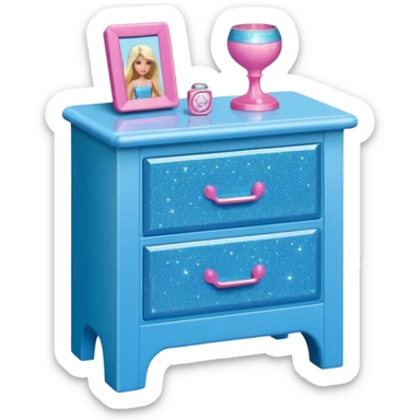 barbie nighstand blue with glitter sticker