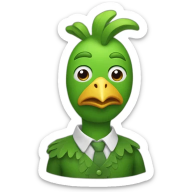 Green chicken man sticker