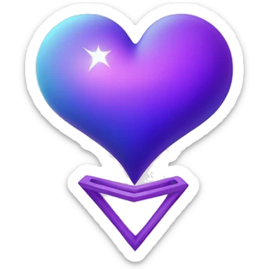 purple and blue heart shape planet with angle ring sticker