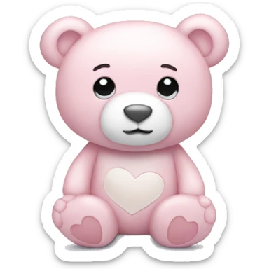 Light pink teddy bear with white heart sticker