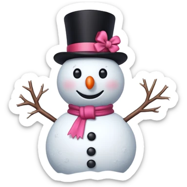Red snowman with pink bow sticker