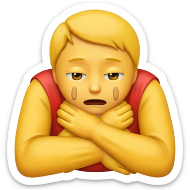 Emoji strangling itself with own hands sticker