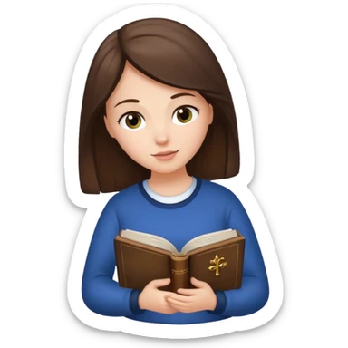 Brunette white girl reading her bible sticker