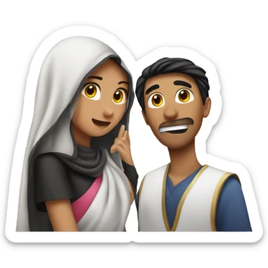 Arab Shriek and Thai girl in love with heart sticker