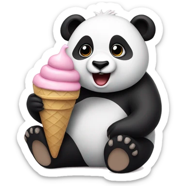 Panda eating ice cream sticker