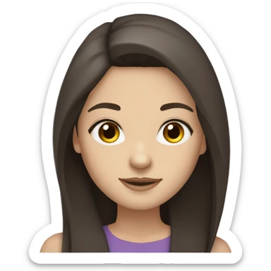 Dark brown hair dark brown eyes long straight hair white skin woman sticker