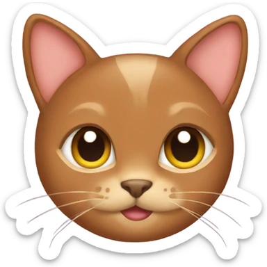 Brown cat with bows on both ears sticker