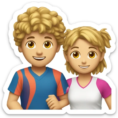 girl and boy – padel tennis player and runner sticker