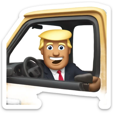 donald trump driving the poop truck sticker