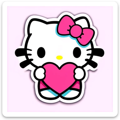 hello kitty pink heart sticker