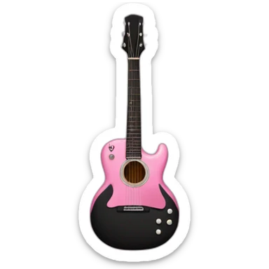 Black guitar with a thin coquette pink bow  sticker