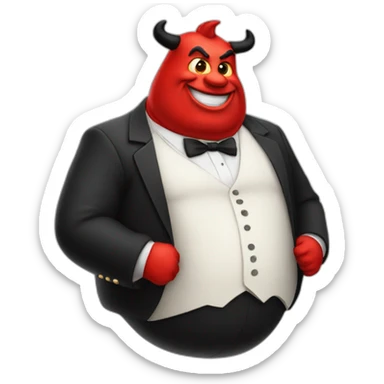 a fat red devil in a tailcoat sticker