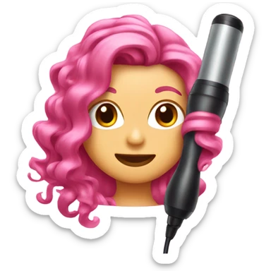 pink Hair curling iron  sticker