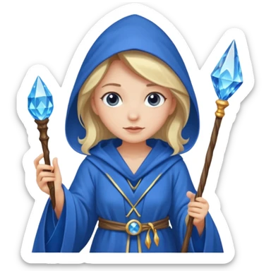 girl Wizard in blue robe with crystal-topped staff sticker