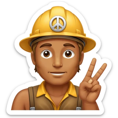 Gold miner making a peace sign  sticker