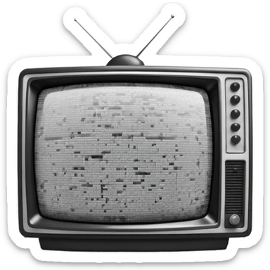 3D render of Static TV, digital glitch art aesthetic, data corruption visual, retro TV screen showing black and white noise, pixelated distortion, emoji style, isolated on white background --v 6.0. sticker