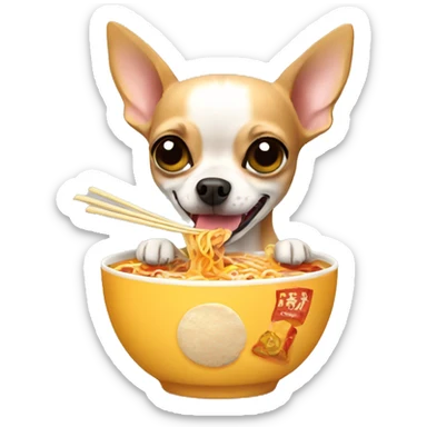 Chihuahua eating cup ramen sticker