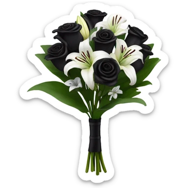 black bouquet of roses and lilies  sticker