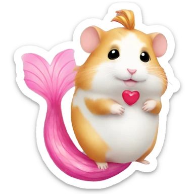 hamster with heart with mermaid tail sticker