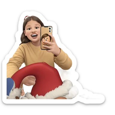 selfie with christmas tree sticker