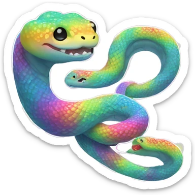 Kawaii rainbow pastel bedazzled snake wearing neon floral shirt  sticker