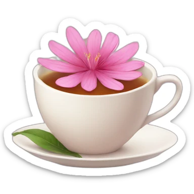 cup of tea pink flower sticker