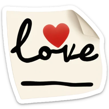 paper that says love sticker