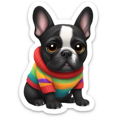 Cute frenchie black one with pullover  sticker