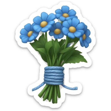 Blue flower bundle tied with twine sticker