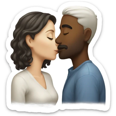 Two white people kissing sticker