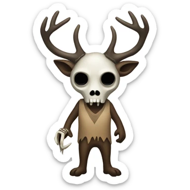 Wendigo with a deer skull looking at the camera sticker