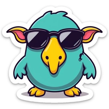 monster with a big nose and black glasses sticker