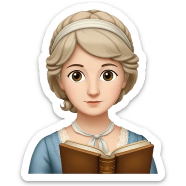 jane austen looking at a book sticker
